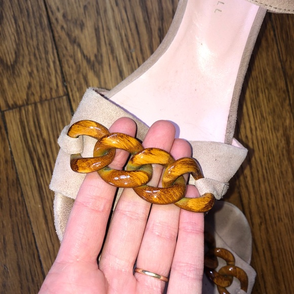 Pepe Castell Blush Pink Leather Suede Block Heels - Picture 5 of 5